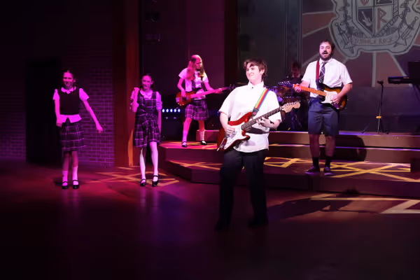 Davis B. Friedman as Dewey Finn and Asrael Lila McCarthy as Zack in School of Rock. Photos by Klose2u Photography L.L.C. 2