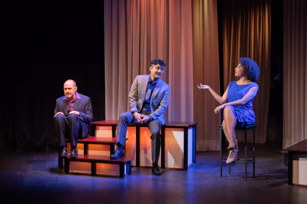 "Franklin Shepard, Inc." from Merrily We Roll Along performed by Patrick Poole, Jason Long, and Ciarra Stroud. Photo by Klose2u Photography L.L.C. 4