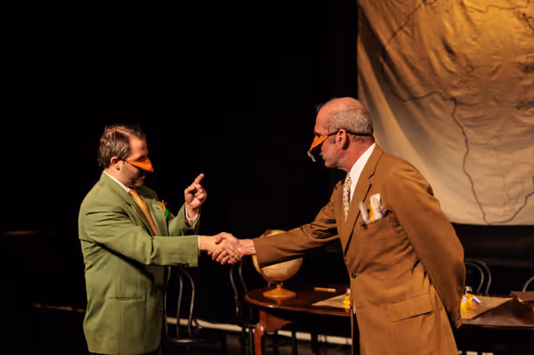 Mr. Duck (Nate Speckman) meets Otto von Bisquack (Gary Penn) in Heart of Duckness by A.J. Ditty. Photo by Kat Moraros Photography. 2