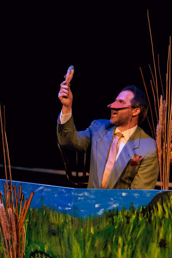 Mr. Duck (Nate Speckman) always gets his fish in Heart of Duckness by A.J. Ditty. Photo by Kat Moraros Photography. 6