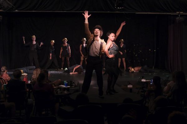Aarin Wilson as Sally Bowles and Austyn Myers as Emcee. Kimora Smiley, Olivia Barnes, Noel Jensen, Patrice Berry, Sarah Schechter, Liv Gonzales, Andres Lagang, La'Shawn Ware, Jack Stuhley, Anton Schneiderwind as the Kit Kat Club Dancers. Photos by Ken Jacques. 22