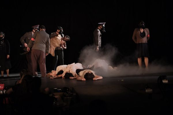 Ava Castaneda as Fräulein Kost, Brad Krepps as Ernst Ludwig, Anthony Gonsalves as Max, and Michael Roderick as Officer. Kimora Smiley, Olivia Barnes, Noel Jensen, Patrice Berry, Sarah Schechter, Liv Gonzales, Andres Lagang, La'Shawn Ware, Jack Stuhley, Anton Schneiderwind as the Kit Kat Club Dancers. Photos by Ken Jacques. 24