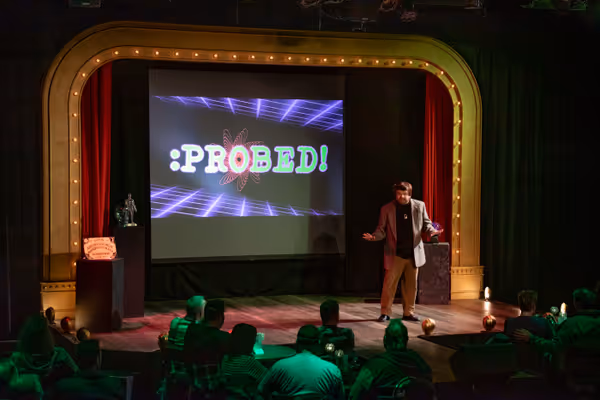 Scott Shoemaker in :Probed! Intiman Cabaret (2025) Photo by Joe Moore. 4