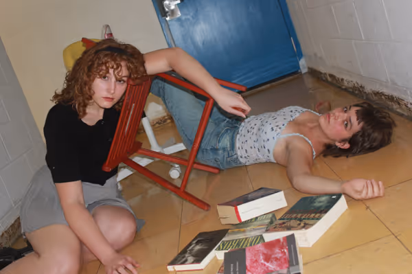 (L–R) Brynn Smith (Laura) and Sylvie Schuetz (Lizzie) in 'The Melon’s Cry' at the Falls Center, part of the Philadelphia Fringe Festival. Photo by Jake Rhoda. 3