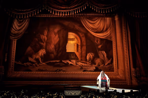 A scene from LA Opera's 2017 production of Nabucco. Shown: Morris Robinson as Zaccaria. (Photo: Ken Howard) 1