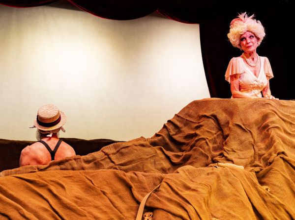 Steven Patterson as Willie and Roxanne Fay as Winnie in Samuel Beckett's HAPPY DAYS for Bridge Street Theatre in Catskill. Photo by Ned's Event Photography 1