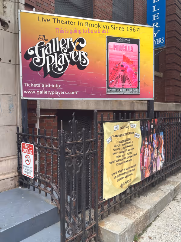 The Gallery Players
Brooklyn Premier Off-Off-Broadway Theatre Now in their 60th Season
199 14th Street, Park Slope/Brooklyn New York 10036 5