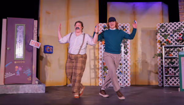Mr Mushnik (Kat Schoofs) and Seymour (Kadin Henige) 5