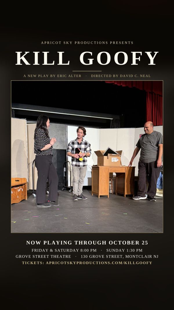 The little strips of colored tape on this floor mark where every desk, chair, and actor is supposed to be, and in a play that lives almost entirely in one bedroom they are the whole map. Six actors have spent weeks in a rehearsal room with director David C. Neal making one small room feel like the entire world, and by the time an audience sits down the tape is the last thing anyone is thinking about, because all that's left is a room where something thirty years overdue is about to be said.

KIL 1
