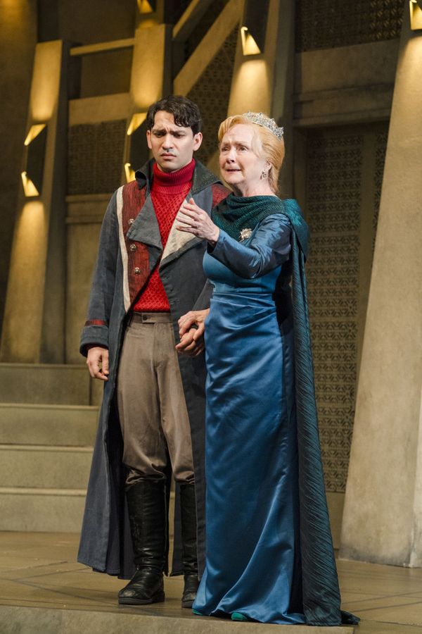Ty Lane as Laertes and Marion Adler as Gertrude. Photo by Avery Brunkus. 7