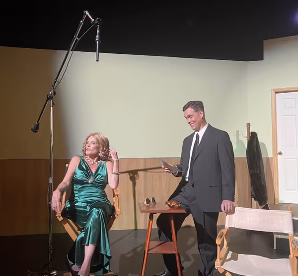 Danny tries to cajole Tallulah into re-recording the one line of dialogue they need from her in order to finish the film. But how    bout a cocktail?   Warning: Strong language throughout.   Pictured: 3