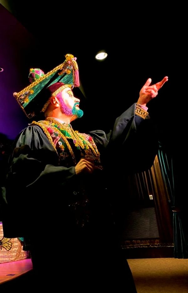 Professor Carl Nivale and Grand Marshal Marty Graw in the thick of Carnival Revelry. 4