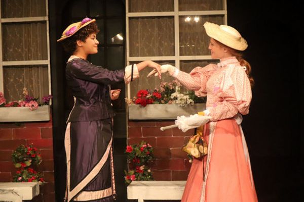 Gwendolen  (Annie Quigley) knew from the moment she saw Cecily (Maroon Stranger), they were to be the best of friends.
Photo by Austin James, Bunny King Productions

 1