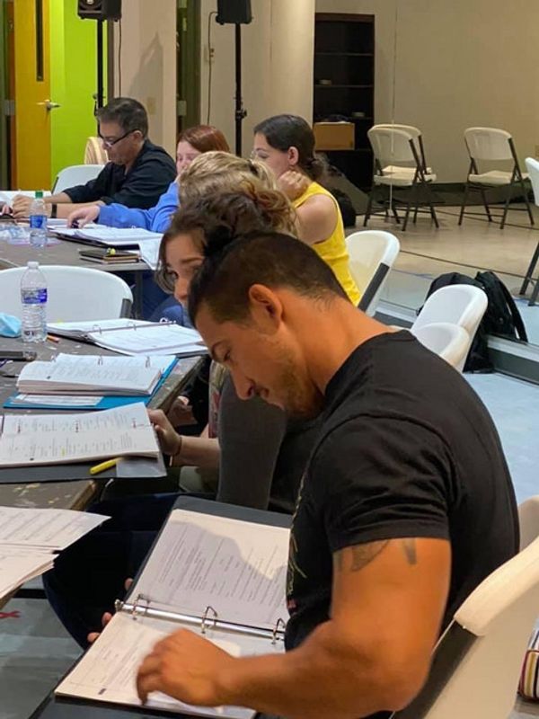 Young Frankenstein presented by The Augusta Players. First Read through. Kay Gross (Frau Blucher), Peter Brannigan (Igor) 5