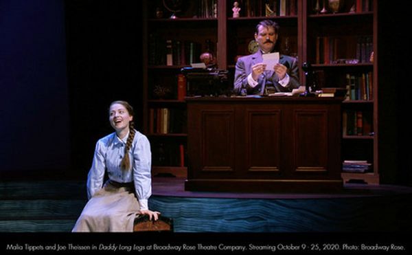 Malia Tippets and Joe Theissen in Daddy Long Legs at Broadway Rose Theatre Company. Streaming October 9 - 25, 2020. Photo: Broadway Rose. 1