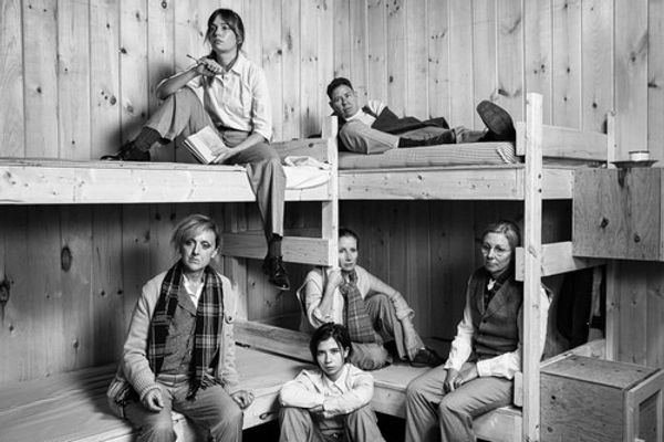 Rebecca Tucker, Lisa Boyett, (bottom) Molly Lane Parker, Sabrina Schlegel-Mejia Carey Cahoon, and Rachael Chapin Longo in theatre KAPOW's The Bøyg by A.J. Ditty 2
