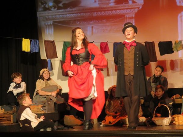 Sharing the title role: Liam McKernan and Andrew Loudon in Newtown Arts Company's Oliver! 2