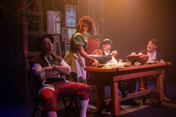 Bobby Zelsdorf, Spencer Karlak, Paul Knox, and Rob Young in Witch at the The Garage Theatre Photo Credit: Diana Kaufmann 8