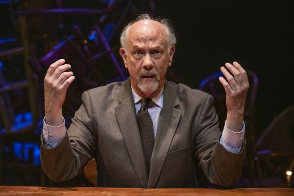 Jim Ortlieb in Stand Up If You''re Here Tonight, written and directed by John Kolvenbach. Playing at the Huntington Theatre (264 Huntington Ave) in the Maso Studio Jan 20 - Mar 3, 2024. Photo by Michae 1