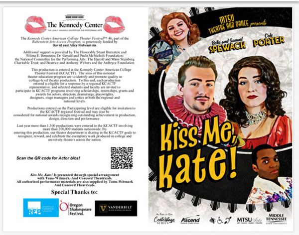 MTSU Kiss Me, Kate! Program cover 2019 2