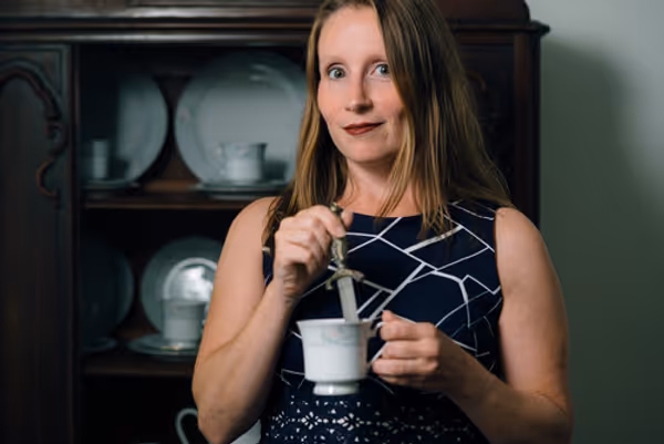 Carey Cahoon as Agathae in theatre KAPOW's FEAST by Megan Gogerty, to be live-streamed September 25 - 27, 2020. http://www.tkapow.com/. Photo by Matthew Lomanno.  1