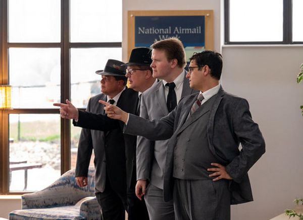 Carl Hanratty (Jonathan Mulberg) and FBI Agents (Conrad Rodearmel, Jeff Wichman, Jay Daily) search for the fugitive, Frank Abagnale, Jr. (not pictured). Photo courtesy of Alan Price Photography. 2