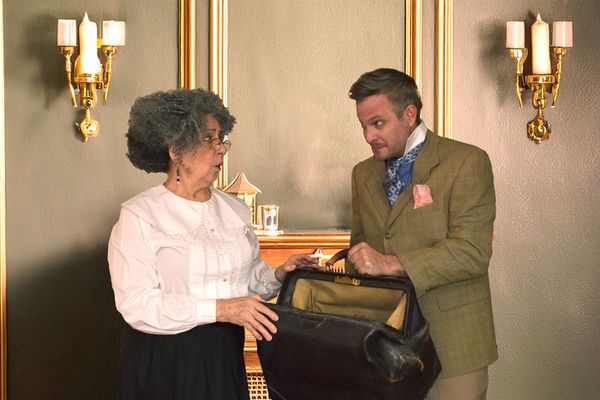 Georgia Athearn (Miss Prism), Michael Weppler (Earnest/John Worthing. Photo credit Rhonda Sigler-Ware 1