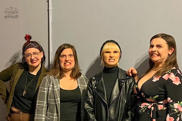 The cast of Just Us Girls (from left to right): Leslie Halverson, Liz Greenwood, Sierra Buffum, Hannah Boutilier (not pictured: Gabby Cointreau). Photo by Pat Radke. 1