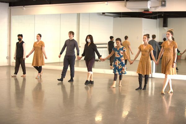 The sjDANCEco company gathers for rehearsal for the Program of Premieres, "Encores and Celebration". 6