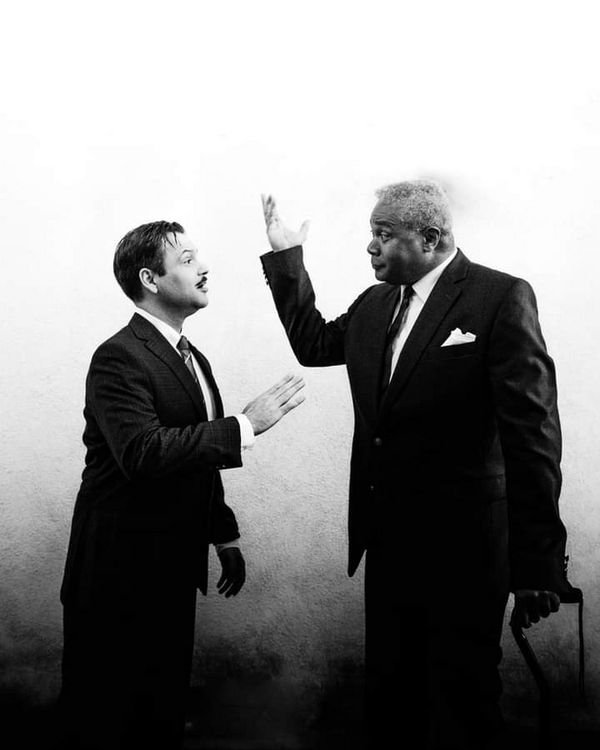 A Member of The Press Poet Society: Rizzy Fuentes as Walter Burns and Darryl Maximilian Robinson as Roy V. Bensinger in The CCPT revival of The Front Page. 1