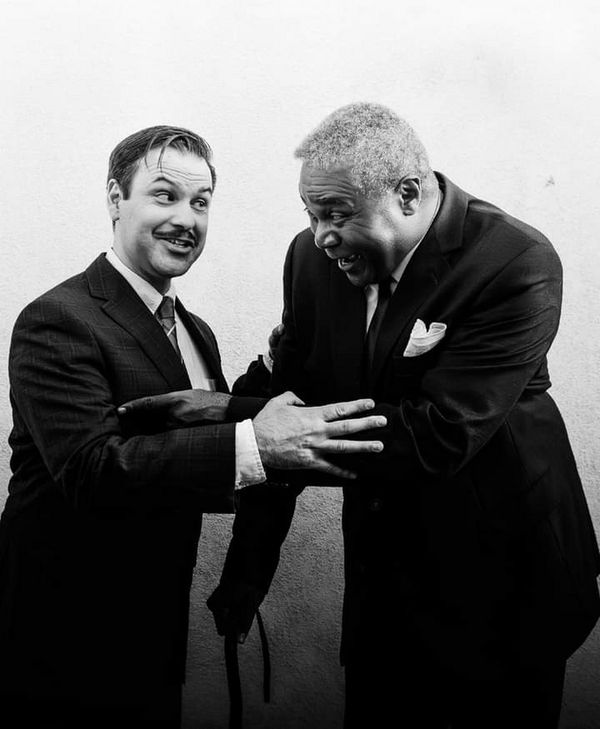 A Member of The Press Poet Society: Rizzy Fuentes as Walter Burns and Darryl Maximilian Robinson as Roy V. Bensinger in The CCPT revival of The Front Page. 11