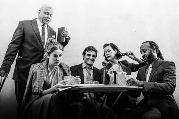 A Member of The Press Poet Society: Rizzy Fuentes as Walter Burns and Darryl Maximilian Robinson as Roy V. Bensinger in The CCPT revival of The Front Page. 4