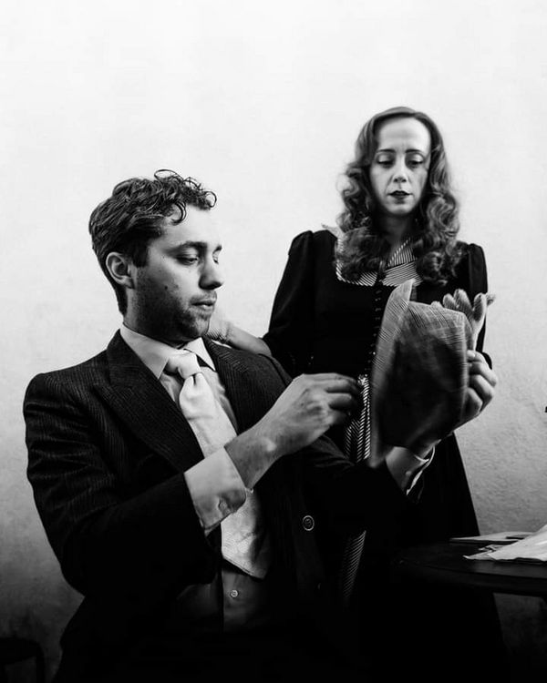 A Member of The Press Poet Society: Rizzy Fuentes as Walter Burns and Darryl Maximilian Robinson as Roy V. Bensinger in The CCPT revival of The Front Page. 5