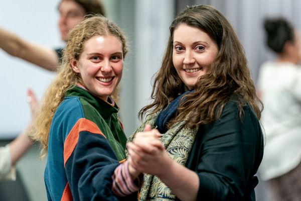 Rehearsal photography by Benjamin Prindable
Sarah Doyle (Juliet), Liliana Macarone (Romeo) 2