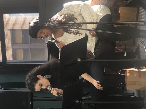 First rehearsal. Sharon K. Janda, Glafkos Kontemeniotis (Music Director), Tony Lannen (bassist), Izzi Stein (vocalist), Charly Kay (vocalist) 2