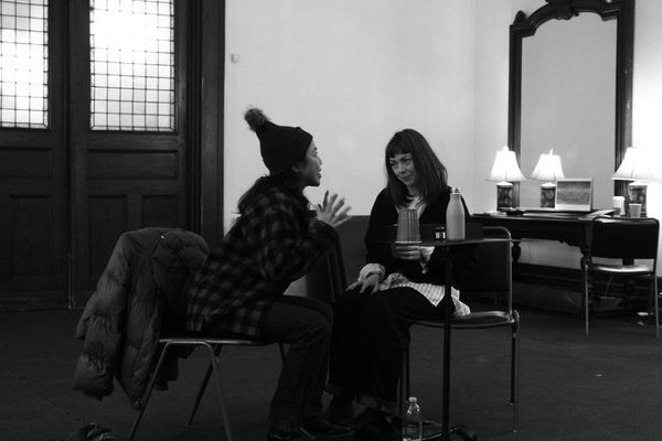 Dessa Delfin and Jordan Barringer in rehearsal for The Norwegians. 3