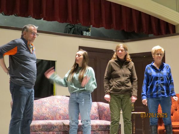 Seated L-R: Natalie Nyberg, Clark S Phinney and Lisa Copenhaver. Standing L-R Ashley Nyberg, Suzanne Martin Dorian and Alicia Belmore. Missing cast members: Kathleen Reynolds Brainerd and Bella Coulom 9