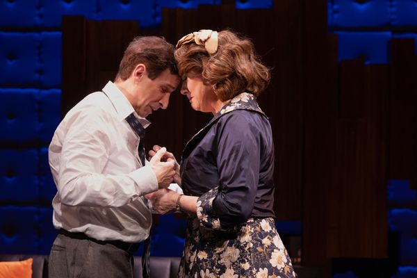 L-R Kevin Wheatley (Jack Paar) and Nick Strauss (Bob Sarnoff) in Le Petit Theatre''s production of Good Night, Oscar. Photo by Brittney Werner. 13