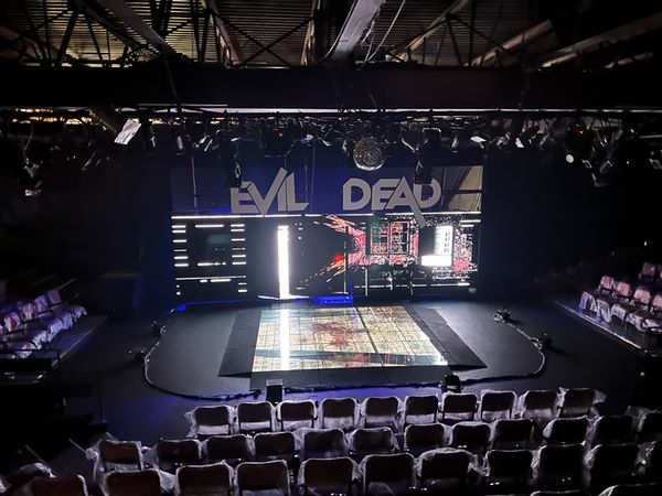 A full view of the Evil Dead The Musical HD set 4