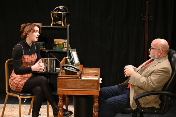 R-ACT''s production of Oleanna by David Mamet runs October 17-19, 2025 at the Segriff Stage in Rochester, PA. (Pictured: Actors Rebecca Radeshak & Dave Joseph) 2