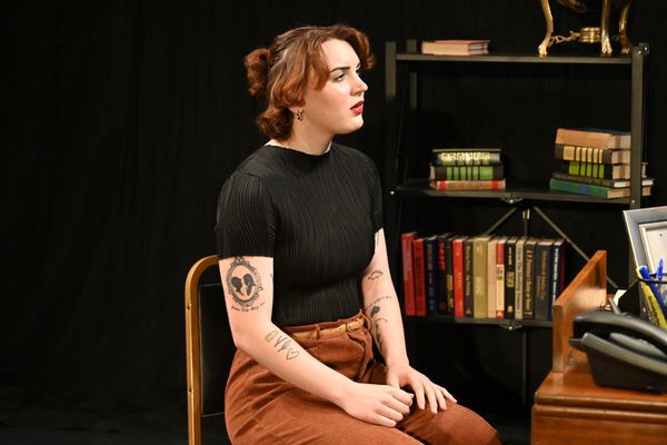 R-ACT''s production of Oleanna by David Mamet runs October 17-19, 2025 at the Segriff Stage in Rochester, PA. (Pictured: Actors Rebecca Radeshak & Dave Joseph) 11