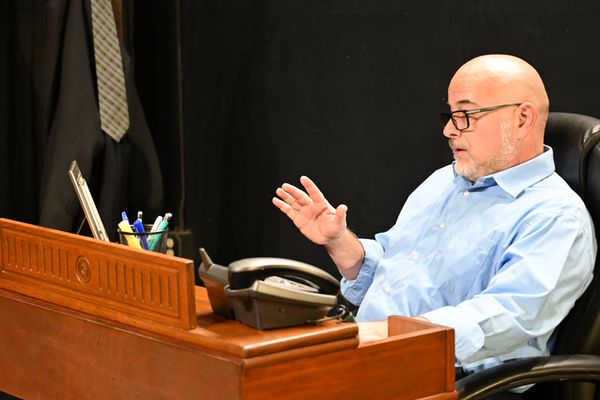 R-ACT''s production of Oleanna by David Mamet runs October 17-19, 2025 at the Segriff Stage in Rochester, PA. (Pictured: Actors Rebecca Radeshak & Dave Joseph) 13