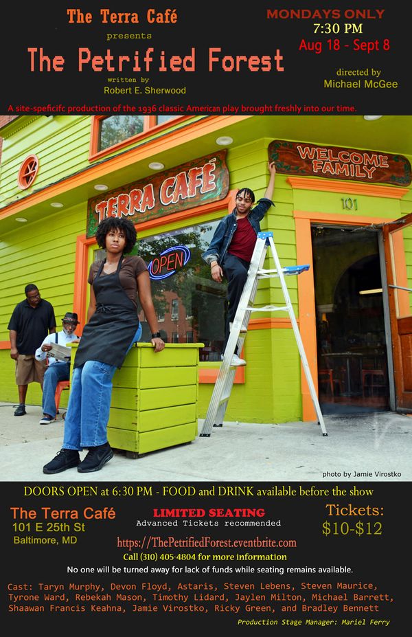 Advance tickets only $12 + Fee recommended for limited seats. $10 at the door. Nobody turned away for lack of funds if there are seats. https://ThePetrifiedForest.eventbrite.com 4 - Monday Nights Ph 1