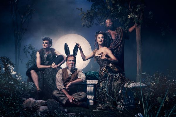 From left: Mike Nadajewski, Michael Spencer-Davis, Sara Topham and Andr Sills, A Midsummer Night''''s Dream. Stratford Festival 2026. Photo: Dariane Sanche. 1