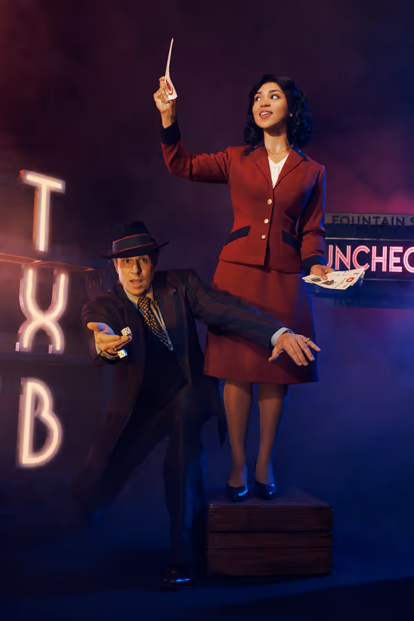 From left: Mark Uhre, Jennifer Rider-Shaw, Dan Chameroy and Olivia Sinclair-Brisbane, Guys and Dolls. Stratford Festival 2026. Photo: Dariane Sanche. 2