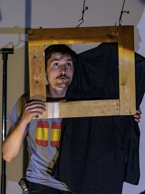 Photographed by Robert Crowe: St. Louis Fringe Festival 2024, Venue: High Low. Lazaros Theodorakopoulos in Night Just Before the Forest by Bernard-Marie Kolt s, translated by Timothy Johns, directed b 4