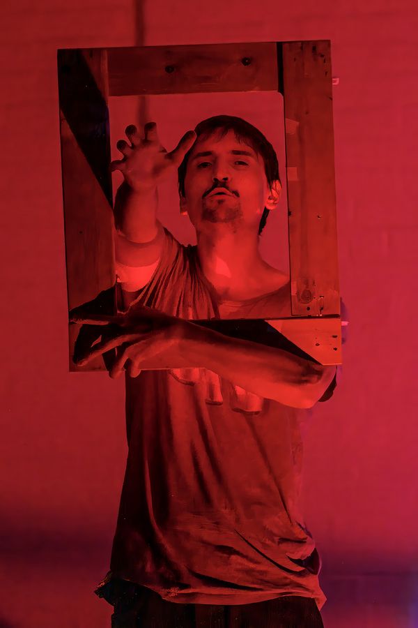 Photographed by Robert Crowe: St. Louis Fringe Festival 2024, Venue: High Low. Lazaros Theodorakopoulos in Night Just Before the Forest by Bernard-Marie Kolt s, translated by Timothy Johns, directed b 7