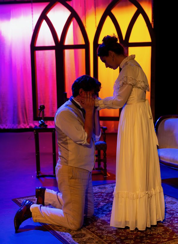 John (Brennan Patrick) and Alma (Kate Glasheen) in The FIligree Theatre''s SUMMER AND SMOKE by Tennessee Williams directed by Elizabeth V. Newman 1