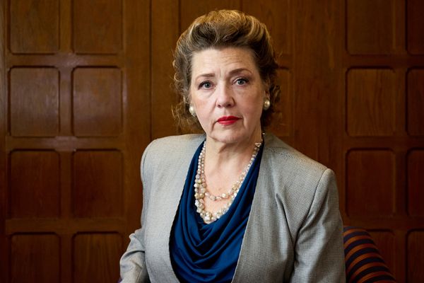 The cast from left: Emma Wallach (Noa, Rabin?s granddaughter; Inbal, assistant to the Prime Minister; and Shalhevet, fellow law student and Yigal?s one-time love interest); Nicole Halmos (Leah, Rabin? 3