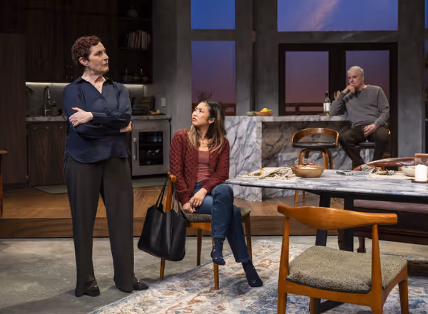 Laura Gordon, Mai Abe and Andrew May in DINNER WITH THE DUCHESS. Photo: Michael Brosilow. 6